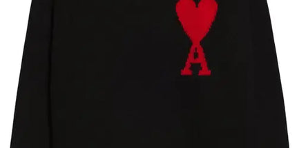 Ami Paris Ami De Coeur Pull Col Ras du Cou Oversize en Laine Mérinos