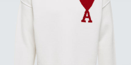 Ami Paris Ami De Coeur Pull Col Ras du Cou Oversize en Laine Mérinos