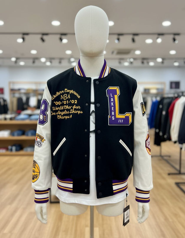 NBA LA Lakers Black and White Varsity Jacket