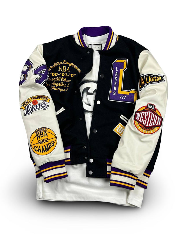 NBA LA Lakers Black and White Varsity Jacket