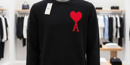 Ami Paris Ami De Coeur Pull Col Ras du Cou Oversize en Laine Mérinos